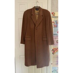 Virany Cashmere Wool Mens Tan Camel Beige OverCoat Size 42 Made In Hungary